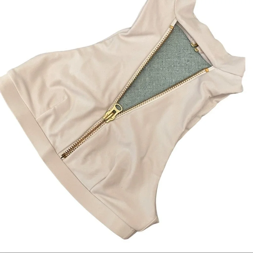Beach Bunny Bikini Top Gold Zipper